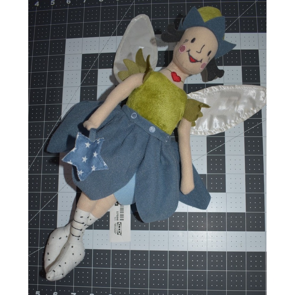 Ikea Sangtrast Fairy Plush 16" Iridescent Wings Poseable Cloth Doll New Tagged‎